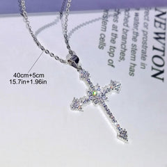 Zircon Star Cross Necklace Silver Plated Jewelry For Women Men