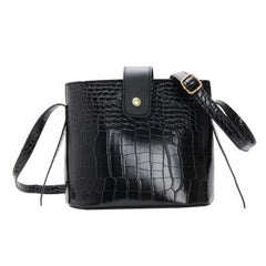Gusure Retro PU Leather Crossbody Bag Crocodile Small Bucket Handbag