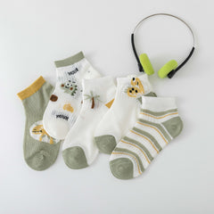 Boys Dinosaur Pattern Ankle Socks, Comfy Mesh Breathable, 0-12 Years