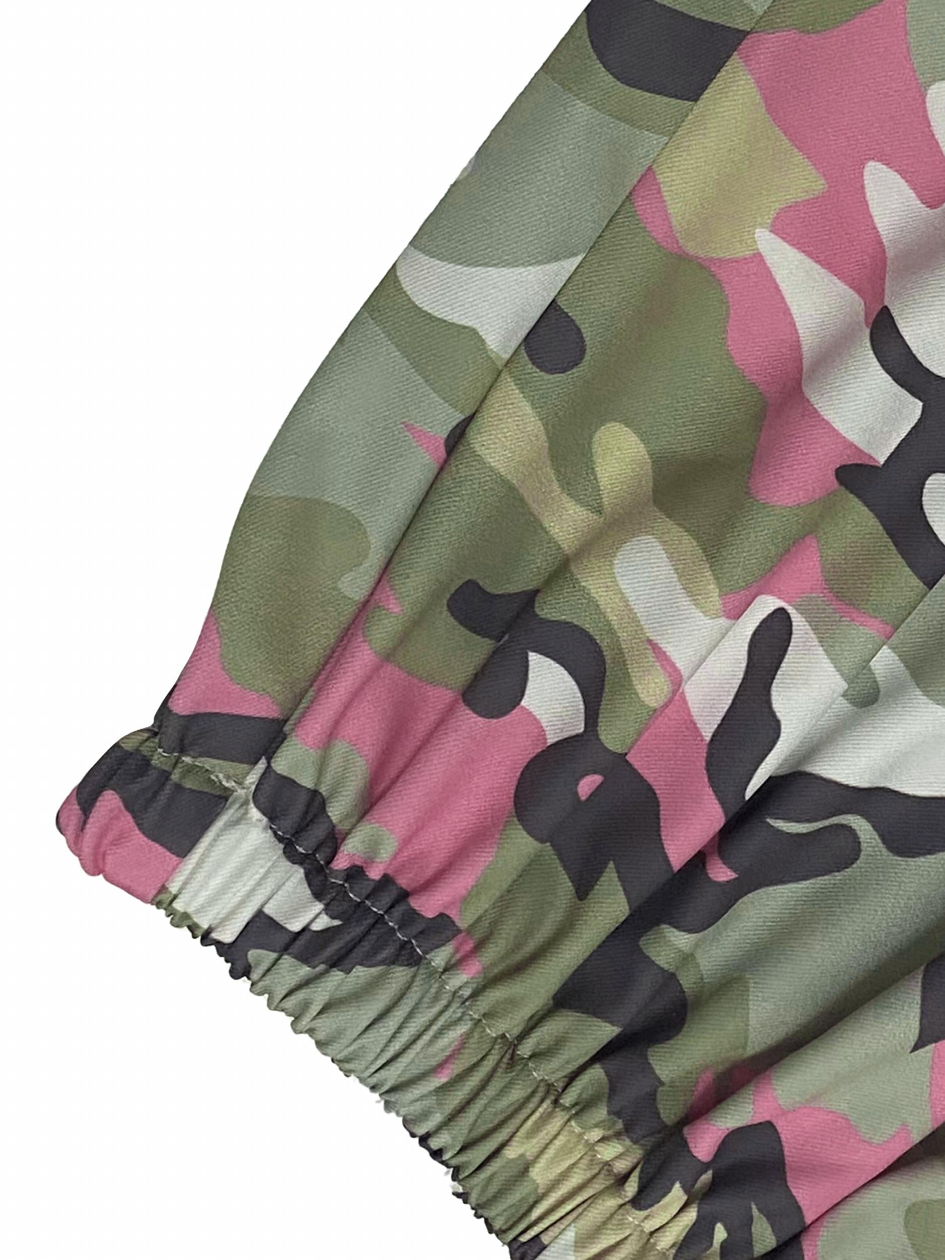  Camo Elastic Drawstring High Rise Jogger Trousers
