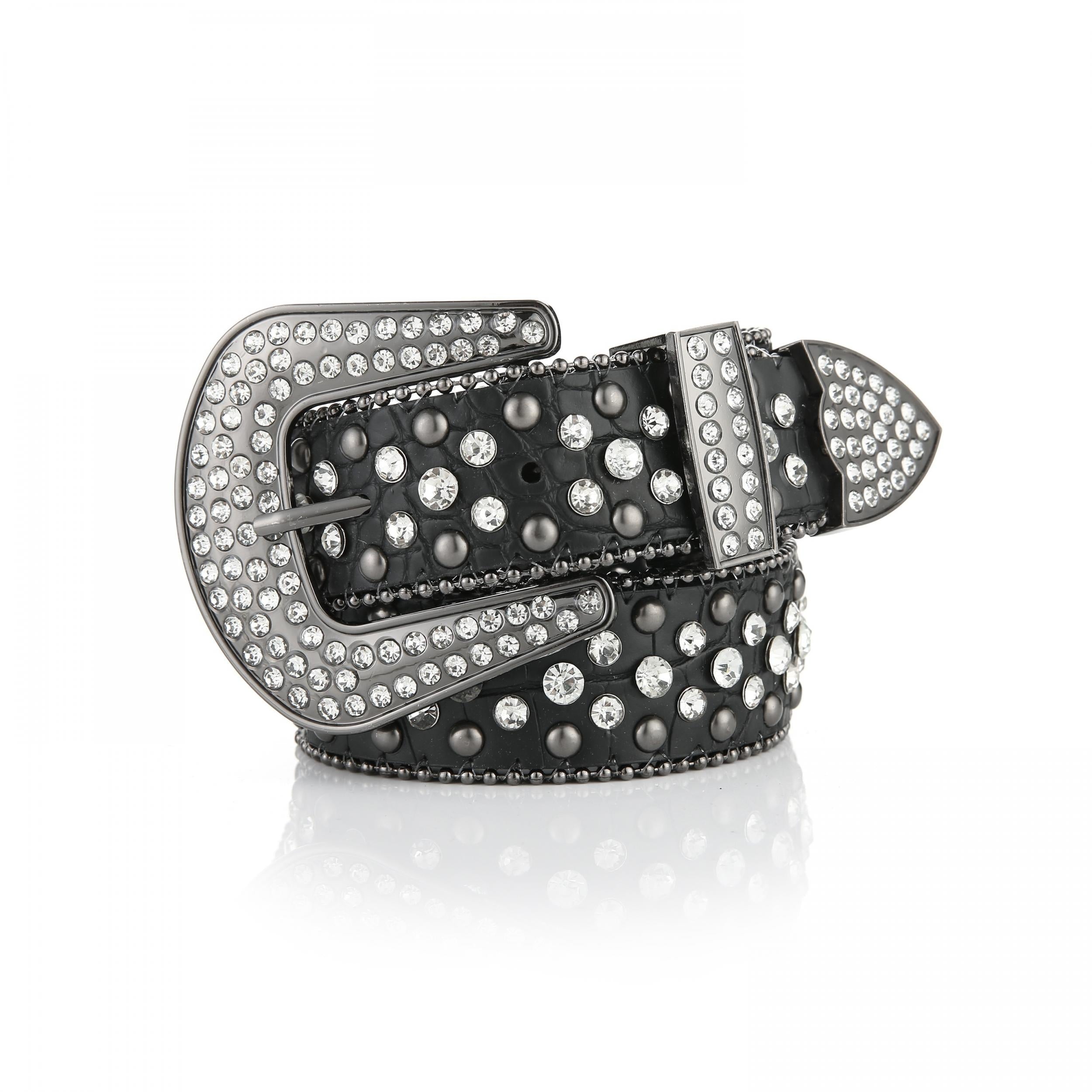 Hip Hop Rivet Rhinestone Belt Solid PU Belt Punk Jeans Pants Waistband