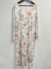  Floral Print Long Sleeve Maxi Dress With Pockets