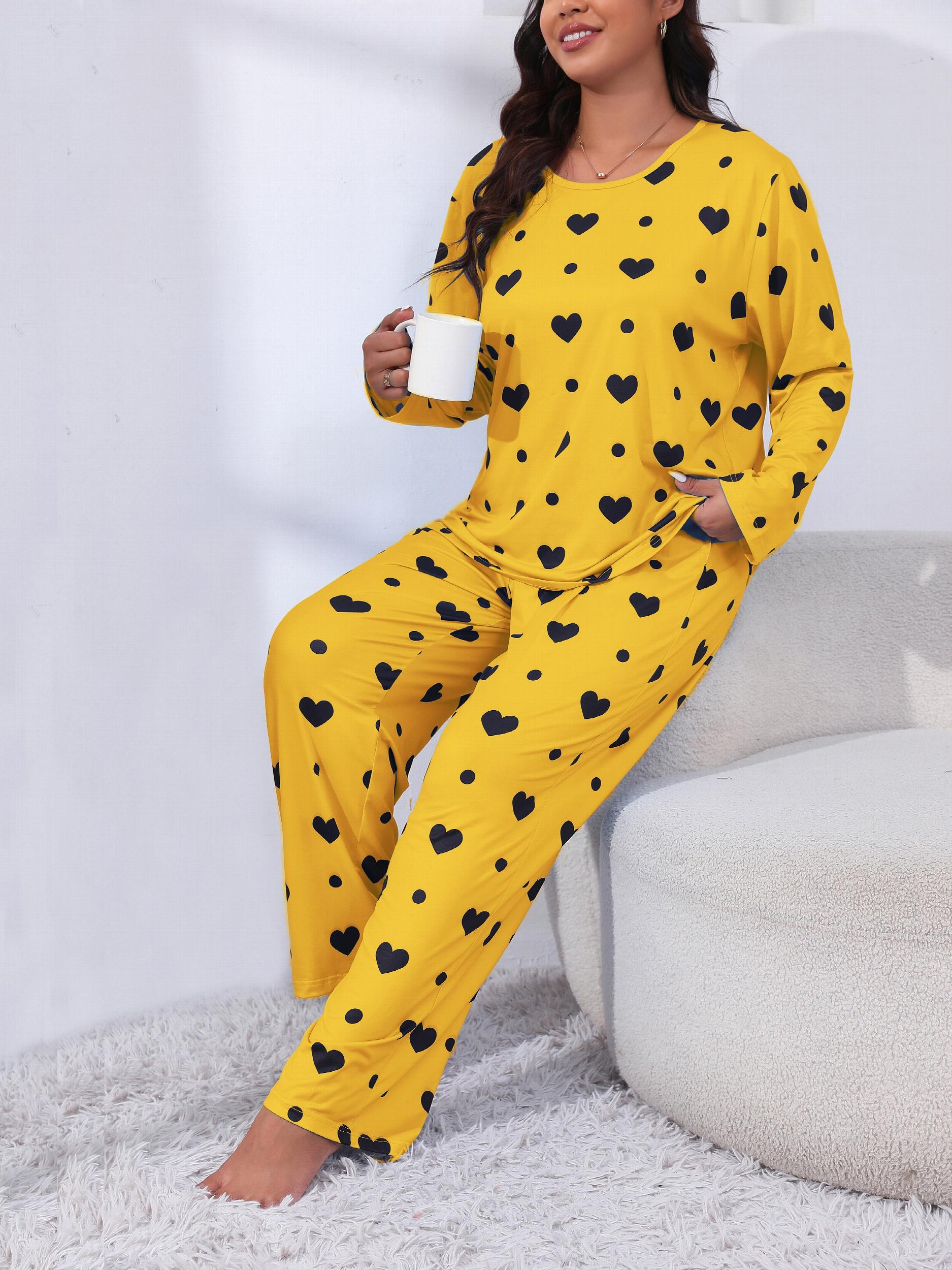  Heart Print Tee & Pants Lounge Two Piece Set