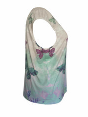  Butterfly Print V Neck Tank Top