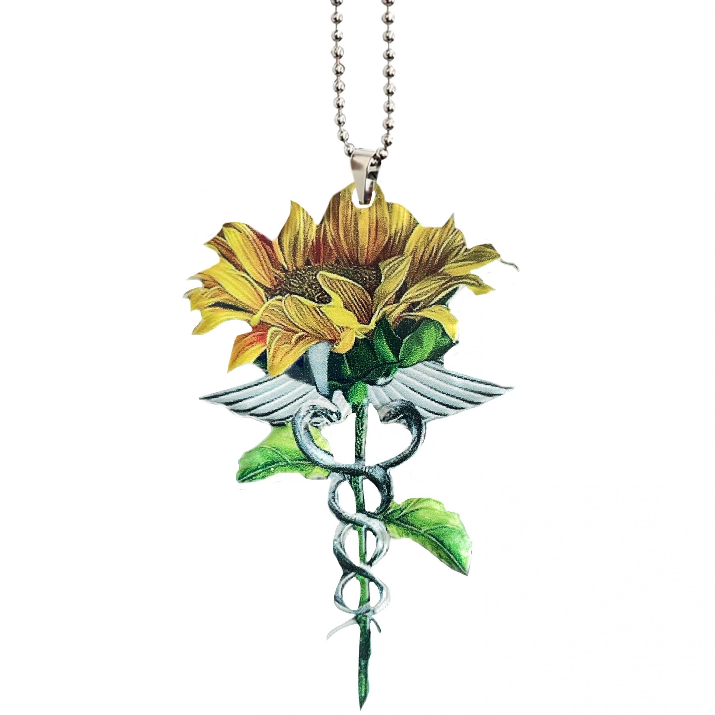 Sunflower Acrylic Car Mirror Pendant Key Chain Ornament
