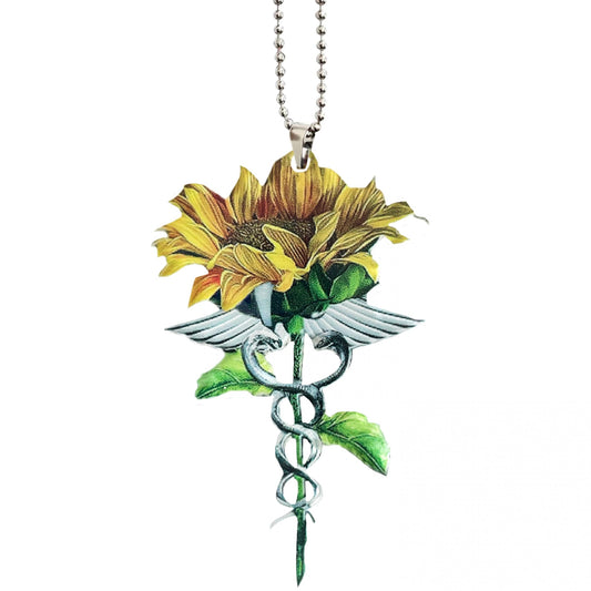 Sunflower Acrylic Car Mirror Pendant Key Chain Ornament