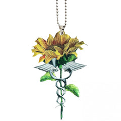 Sunflower Acrylic Car Mirror Pendant Key Chain Ornament