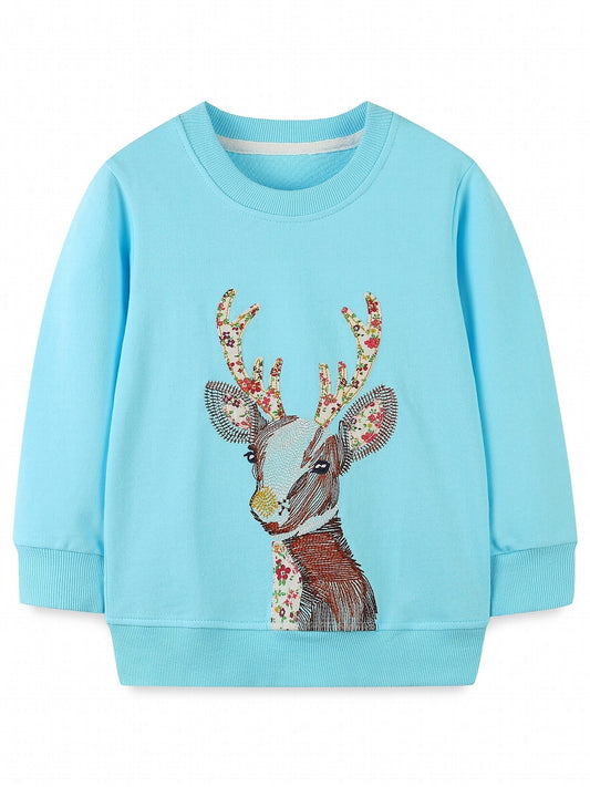 Girls' Sequin Unicorn Crew Neck Sweatshirt Long Sleeve Top