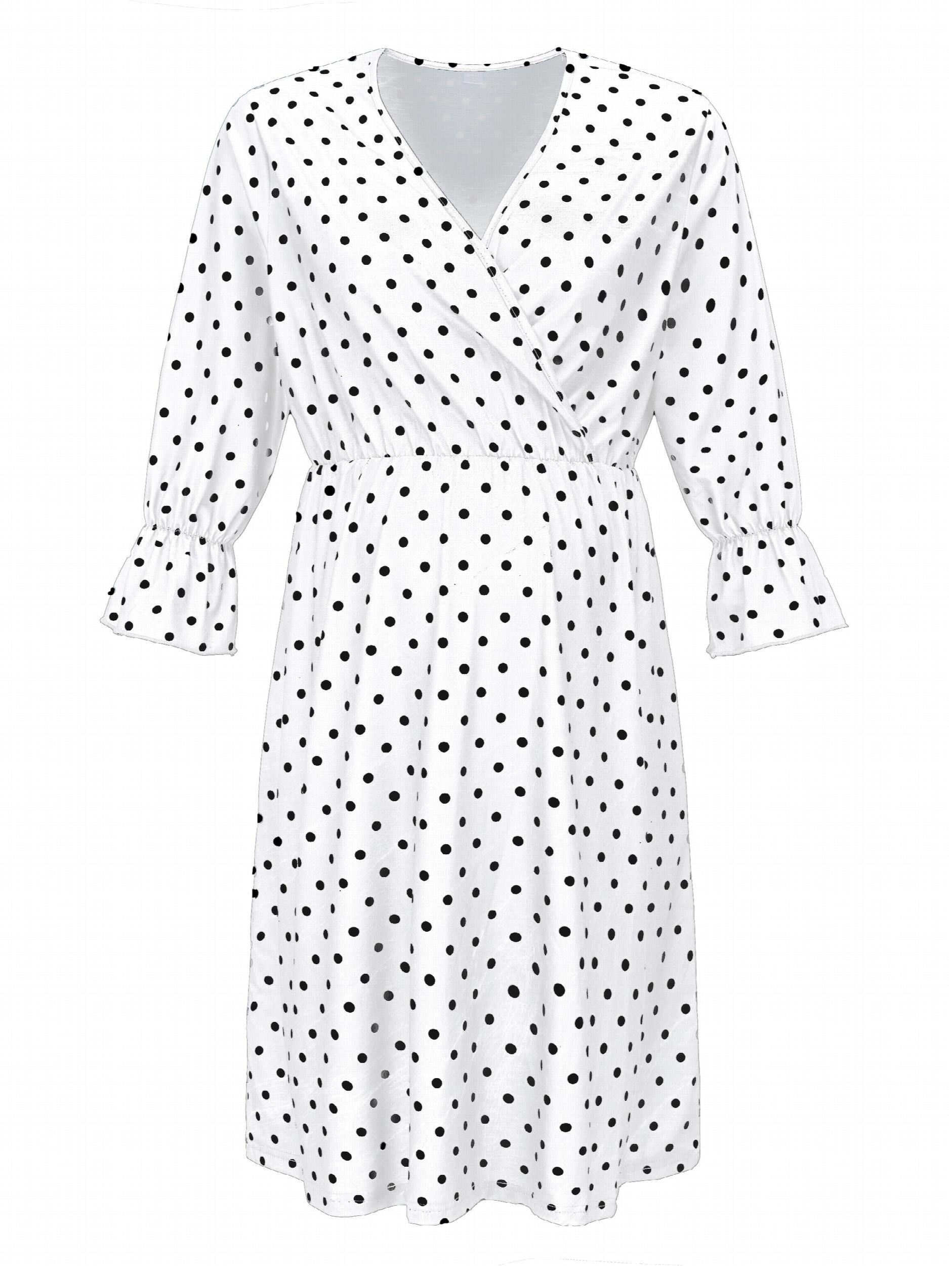 Polka Dot Ruffle Sleeve Maternity Dress