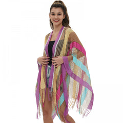 Rainbow Striped Bikini Cover Up Sunscreen Cardigan LGBT Pride Wrap Shawls