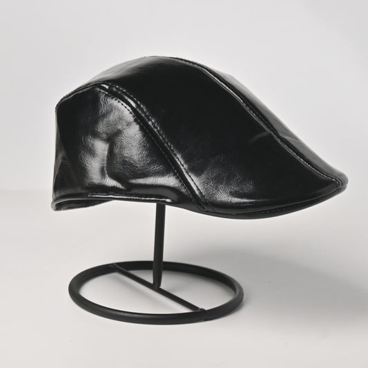 Men's Leather Beret Outdoor Street Solid Hat Vintage Newsboy Hat