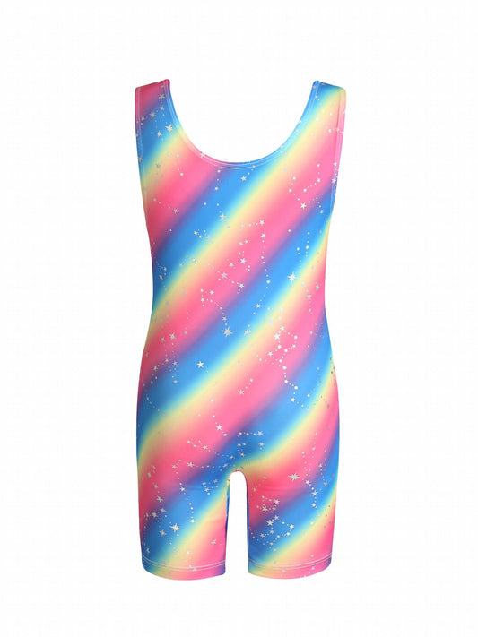 Girls Sleeveless Athletic Jumpsuit Gymnastics Leotards Outfit