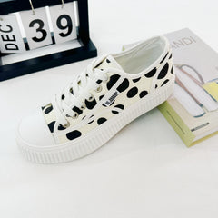 Women's Polka Dot Canvas Low Top Lace Up Sneakers