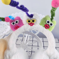 Quirky Plush Earmuffs with Movable Dolls for Couples