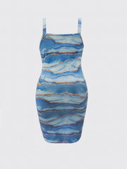  Glitter Marble Print Beach Cami Dress