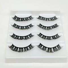 4 Pairs D Curling 12mm False Eyelashes Natural Look Thick Wispy Lashes