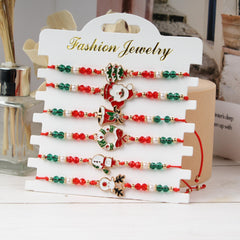 6 Festive Christmas Charm Bracelets - Red and Green Holiday Fashion