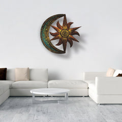 Metal Sun Moon Wall Decor Outdoor Sun Wall Art Garden Decor