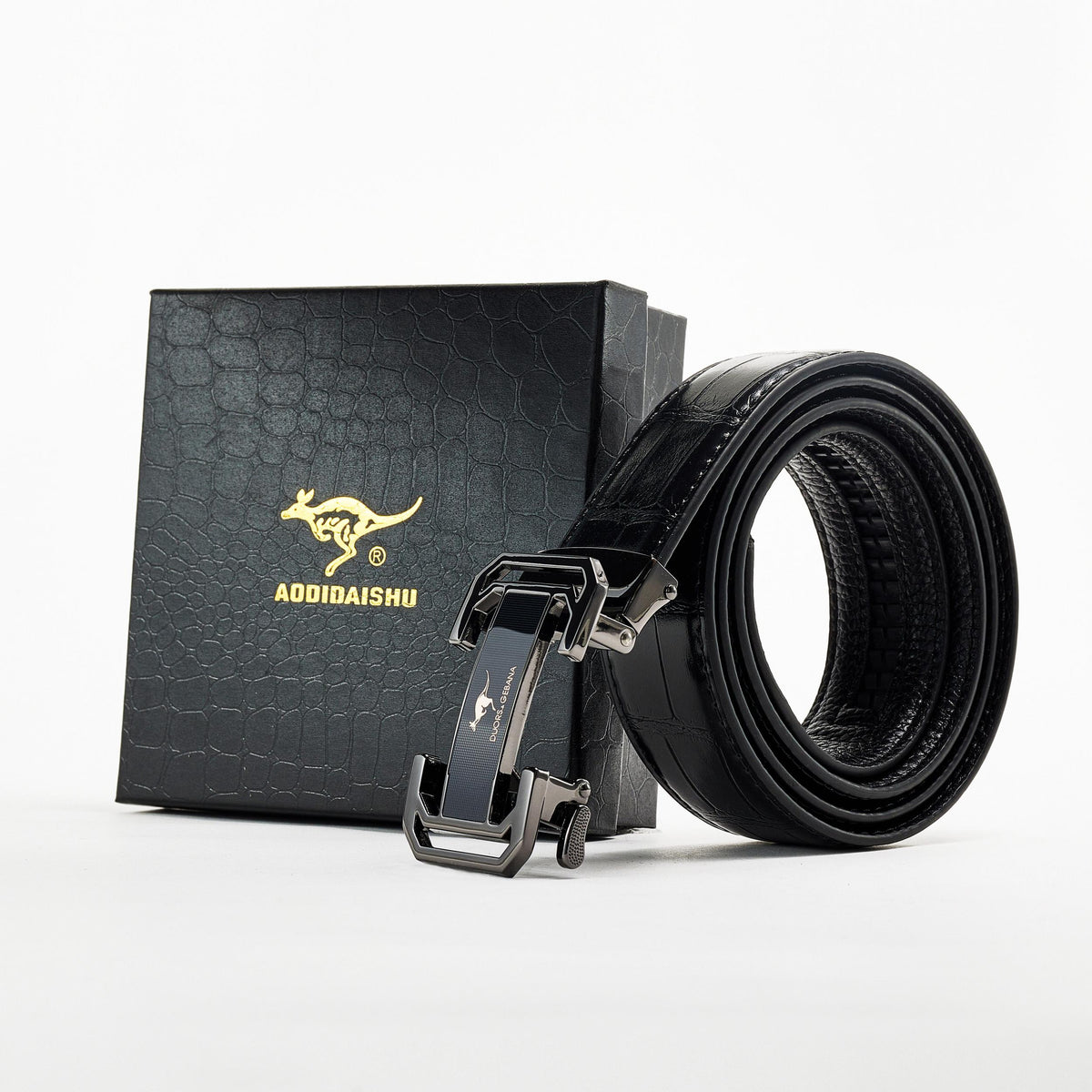 AODIDAISHU Men's Crocodile Pattern Leather Belt