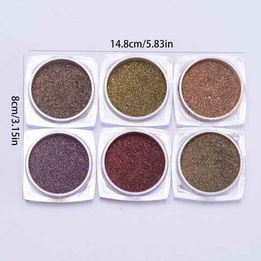 6 Box Magic Mirror Powder Nail Shining 3D Mermaid Decoration