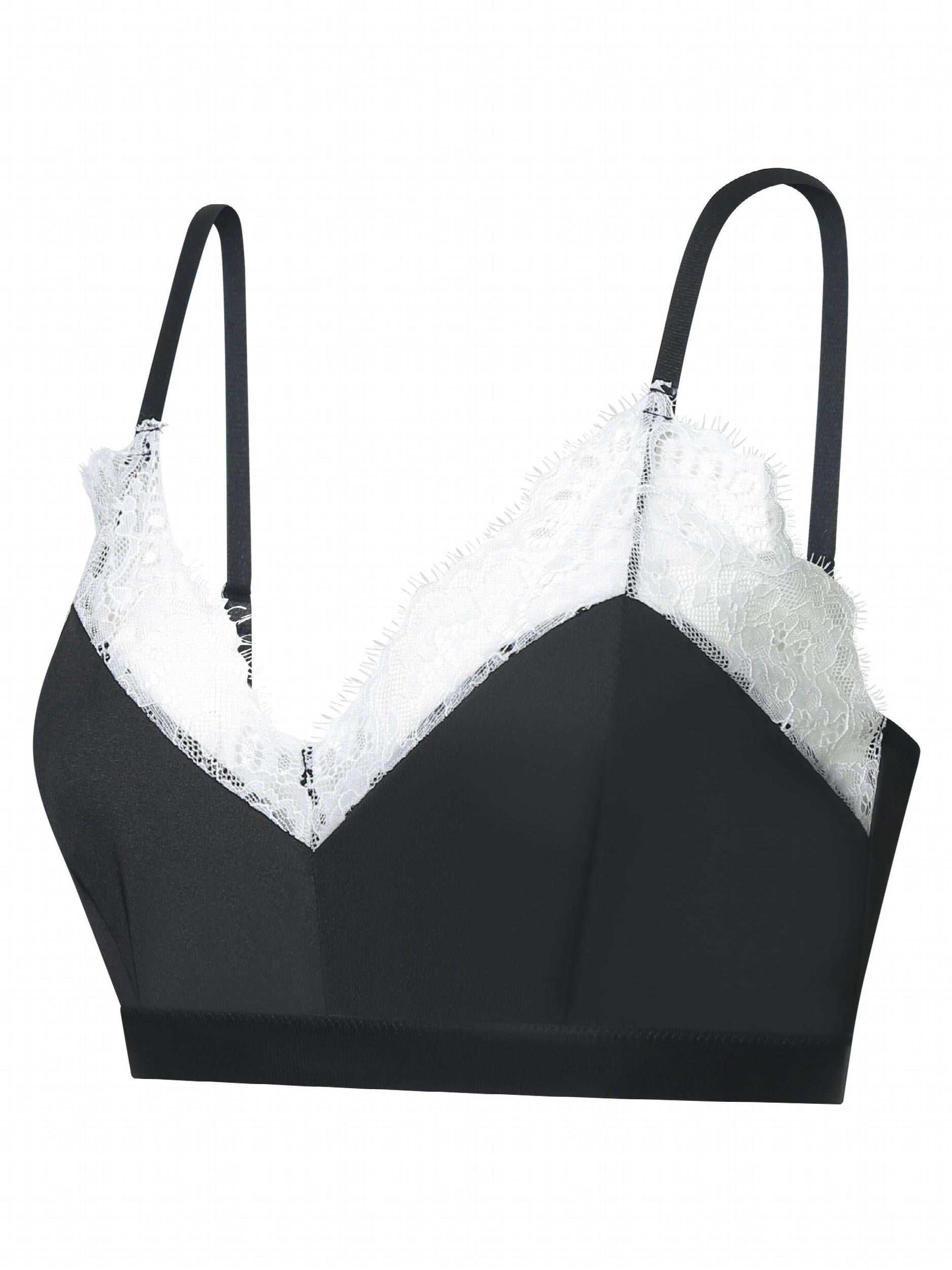  Sexy Bra Women's Plus Lace V Neck Full Cover Semi Sheer Bra