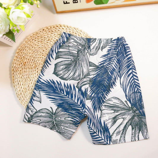 Boys Tropical Leaves Swim Trunks for Summer Beach Party