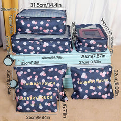 6pcs Portable Storage Bags Waterproof Clothes Organizer & Cosmetic Toiletry Bags