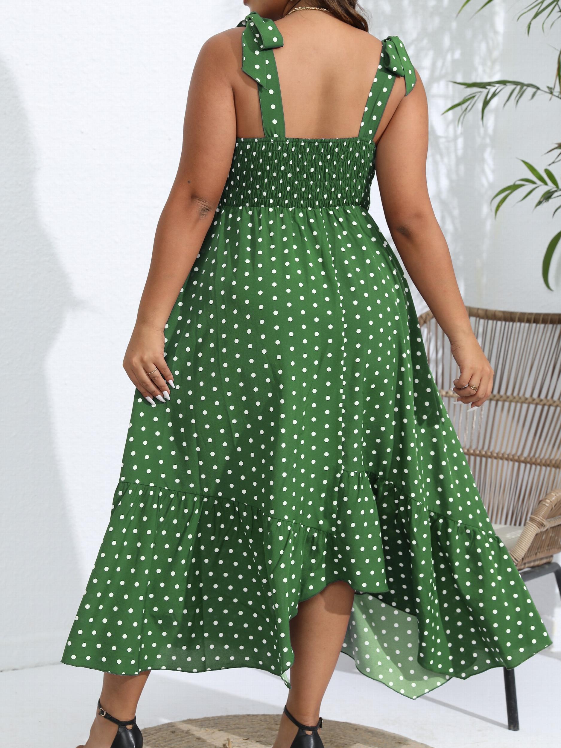  Polka Dots Tie Shoulder Maxi Dress