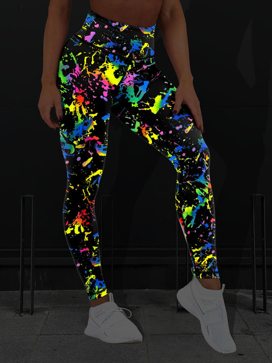 Splash Print High Waist Yoga Pants Women's Activewear