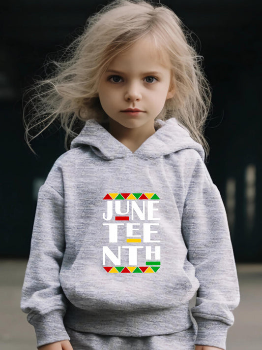 Juneteenth Print Outfit Hoodie & Pants Set Girl's Sporty Clothes