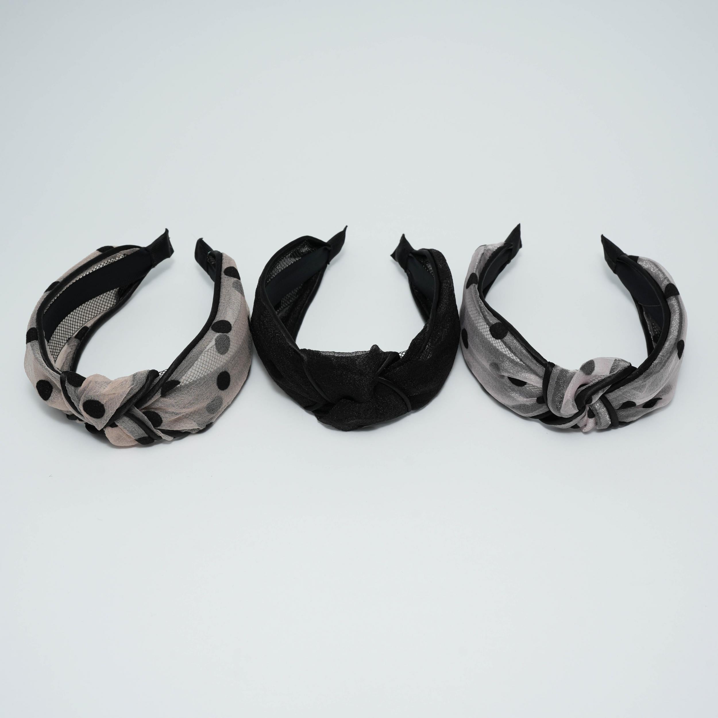 Polka Dot Knot Headband Wide Hairband for Girls