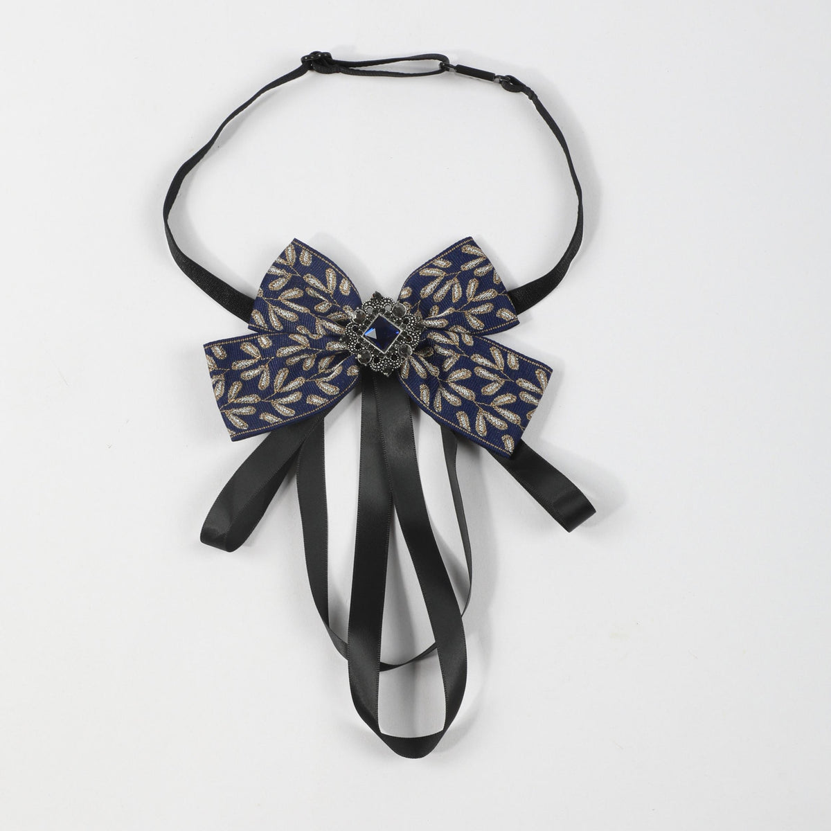 Men's Suit Retro Sapphire Plant Pattern Streamer Tassel Collar Bow Tie
