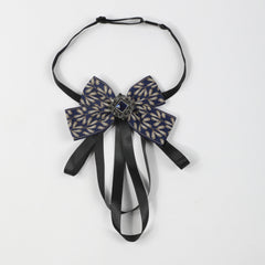 Men's Suit Retro Sapphire Plant Pattern Streamer Tassel Collar Bow Tie