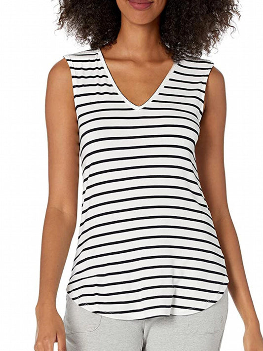 Striped Print V Neck Tank Top Sleeveless Casual Summer Women's Tank