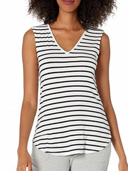 Striped Print V Neck Tank Top Sleeveless Casual Summer Women's Tank