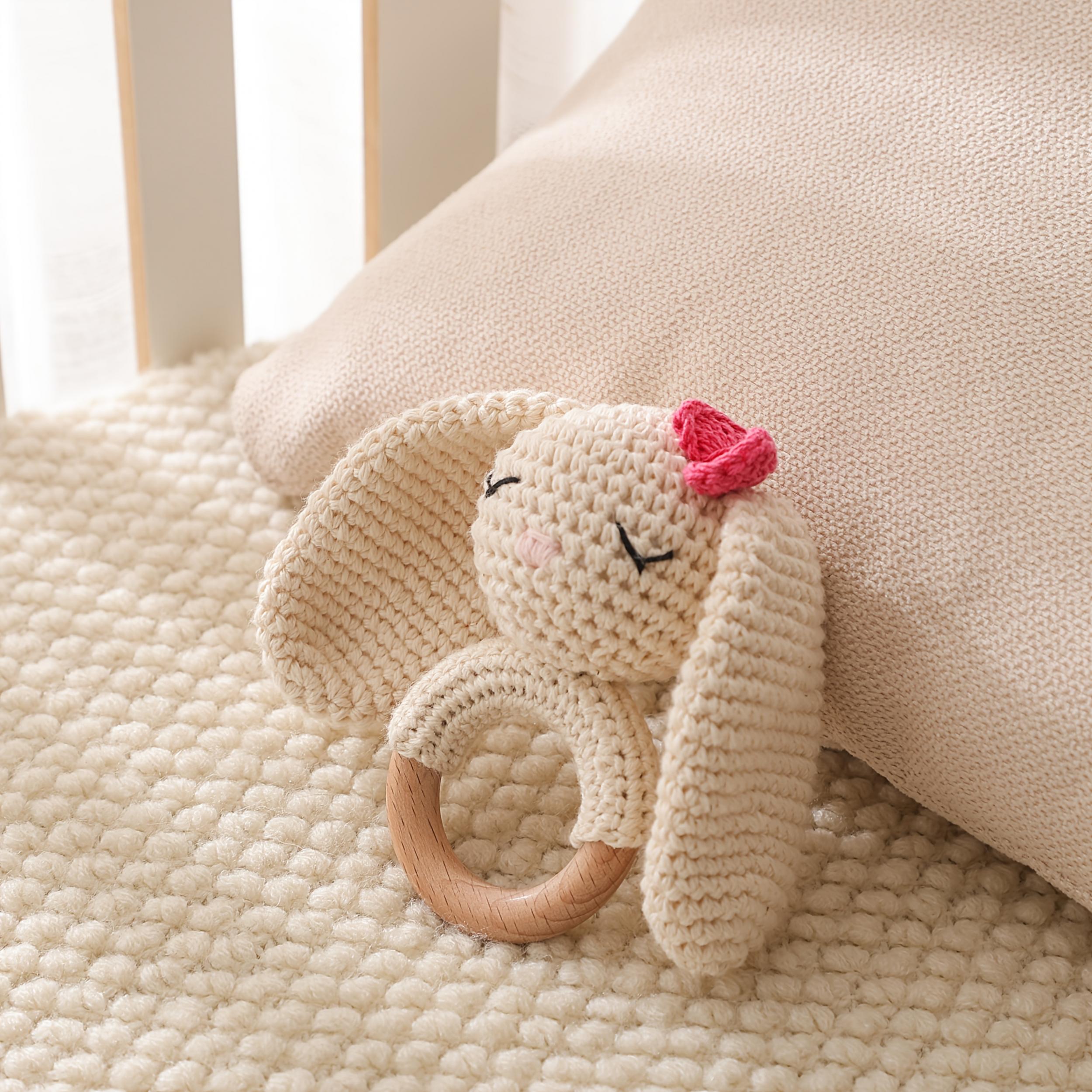 Crochet Bunny Toy Rattle Easter Gift Newborn Keepsake