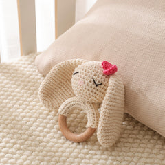 Crochet Bunny Toy Rattle Easter Gift Newborn Keepsake