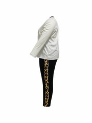 Women's Plus Colorblock Leopard Print Top & Pants Set