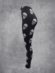 Skull Print Skinny Leggings Gothic Stretchy Leggings