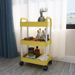 Yellow Cart Three layer Bookshelf Storage Rack School Supplies
