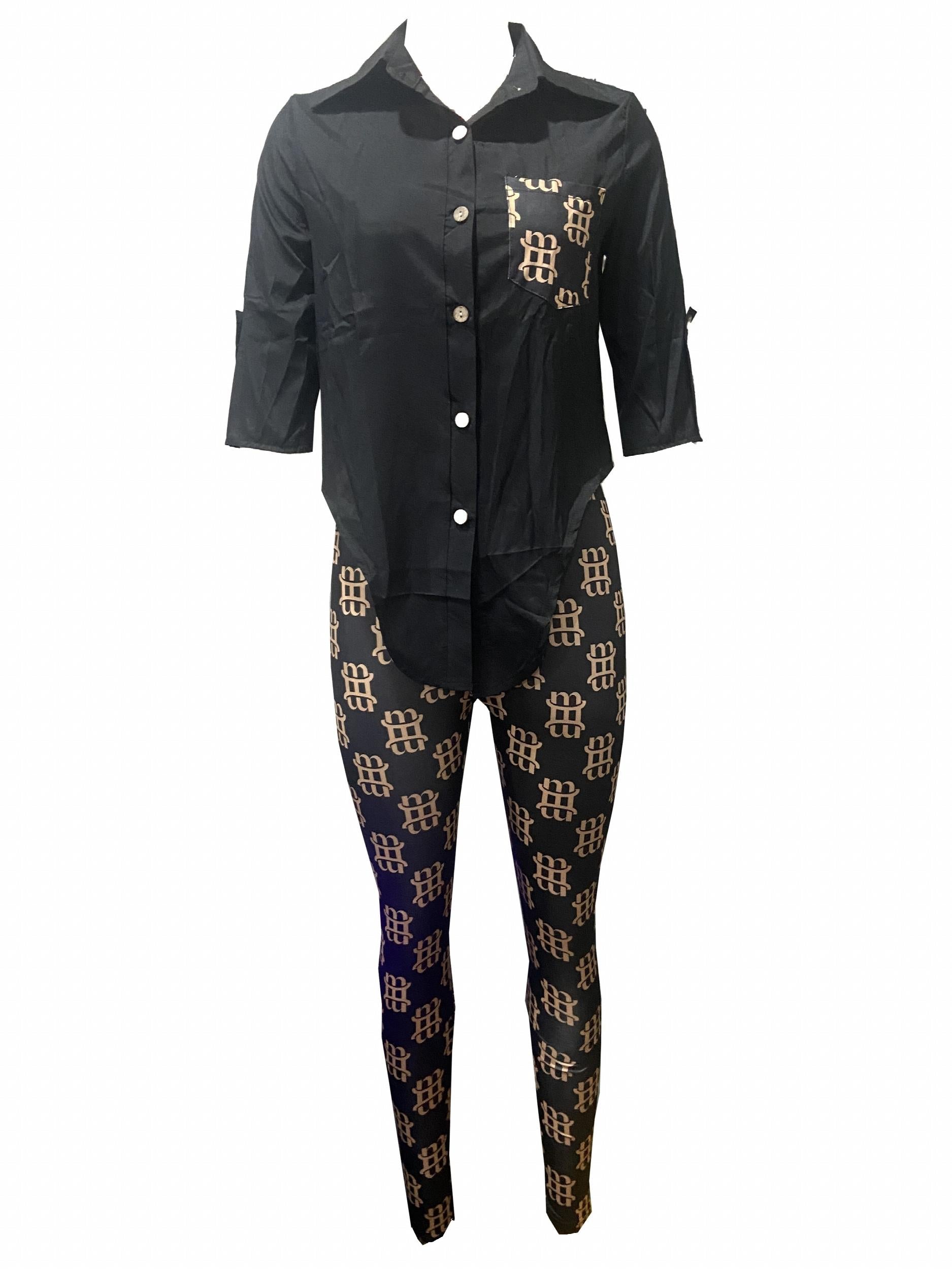 Spring/Summer 2pc Set Shirt & Plaid Pants Outfit Women's Clothing