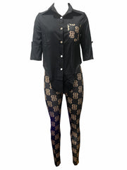 Spring/Summer 2pc Set Shirt & Plaid Pants Outfit Women's Clothing