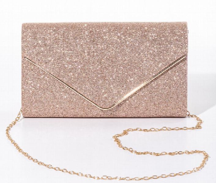 Sequin Evening Clutch Metal Chain Women Shoulder Bag
