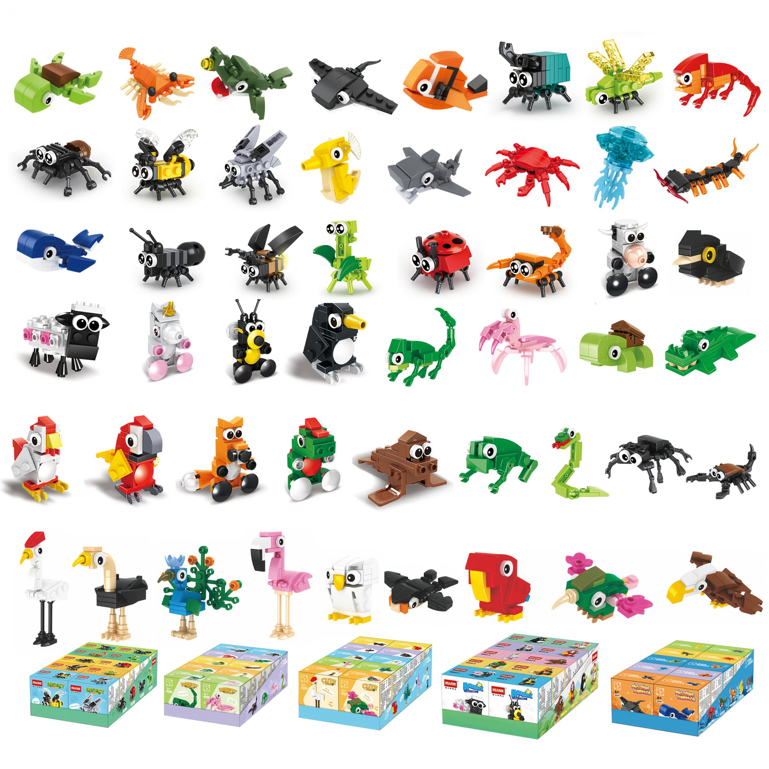 50pcs Animal Building Blocks Set - Insects Birds Marine Creatures