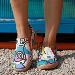 Women's Beauty Printed Shoes Round Toe Slip On Low Canvas Light Shoes