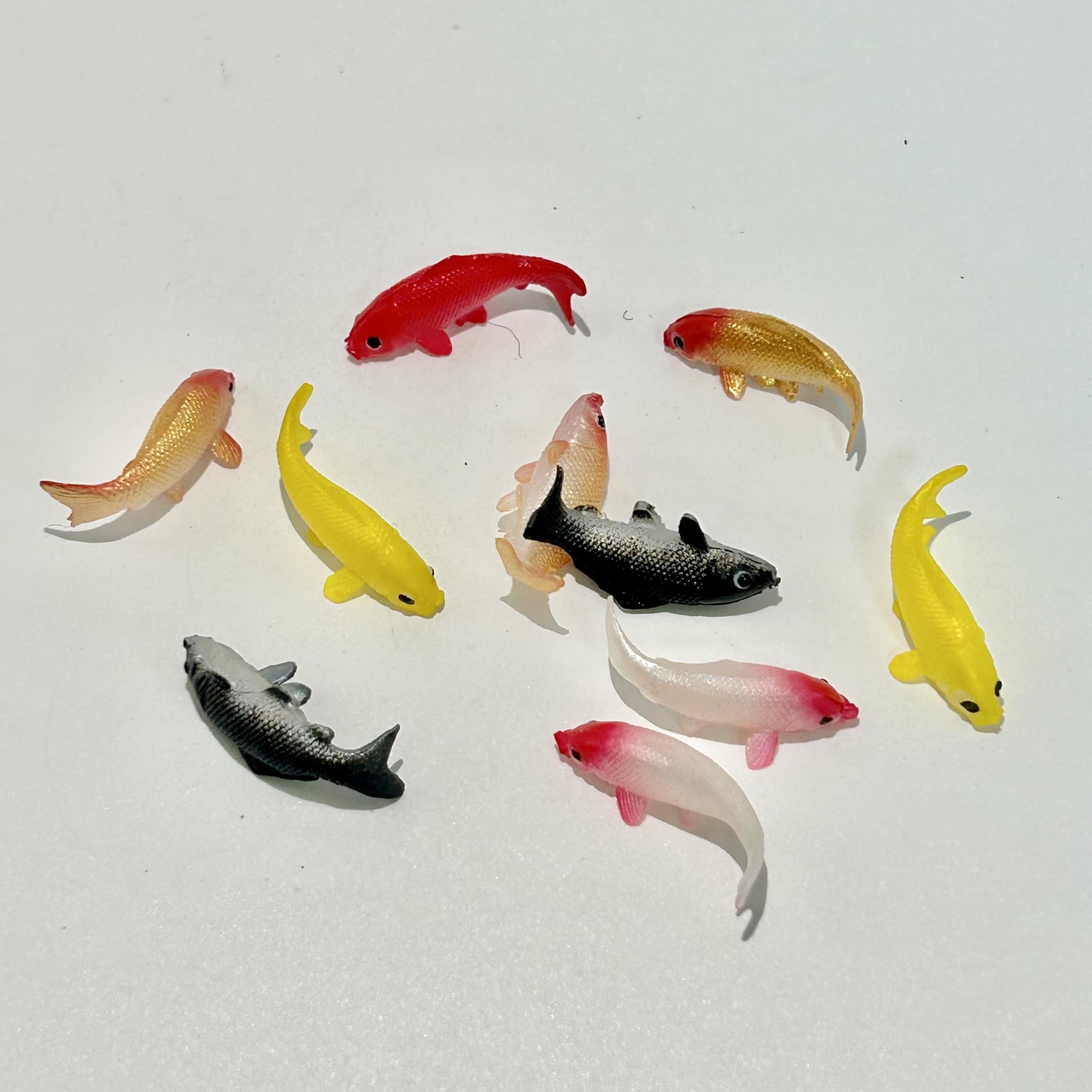10pcs Dollhouse Fishing Set with Fish, Rod & Chair for Pretend Play