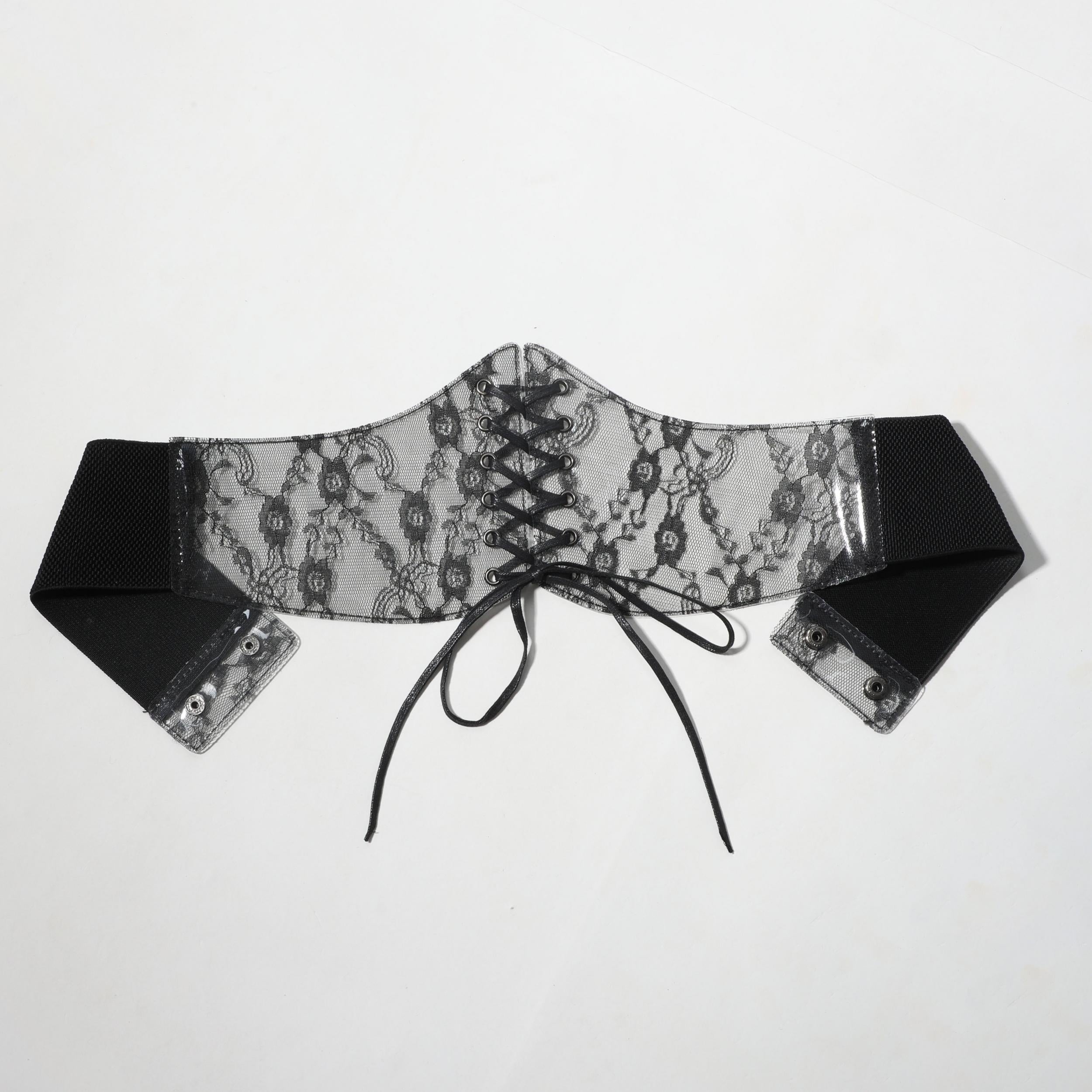 Lace Up Corset Belt Lace Floral Wide Waistband
