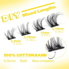 7 Pairs Natural Cluster Eyelashes Extensions 6-14mm Wispy Fluffy 3D Curly DIY