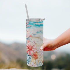 20oz Flower Sea Printed Travel Water Cup Stainless Steel Insulation Bottle