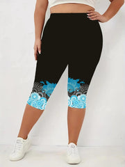 Floral Print Capri Leggings for Women